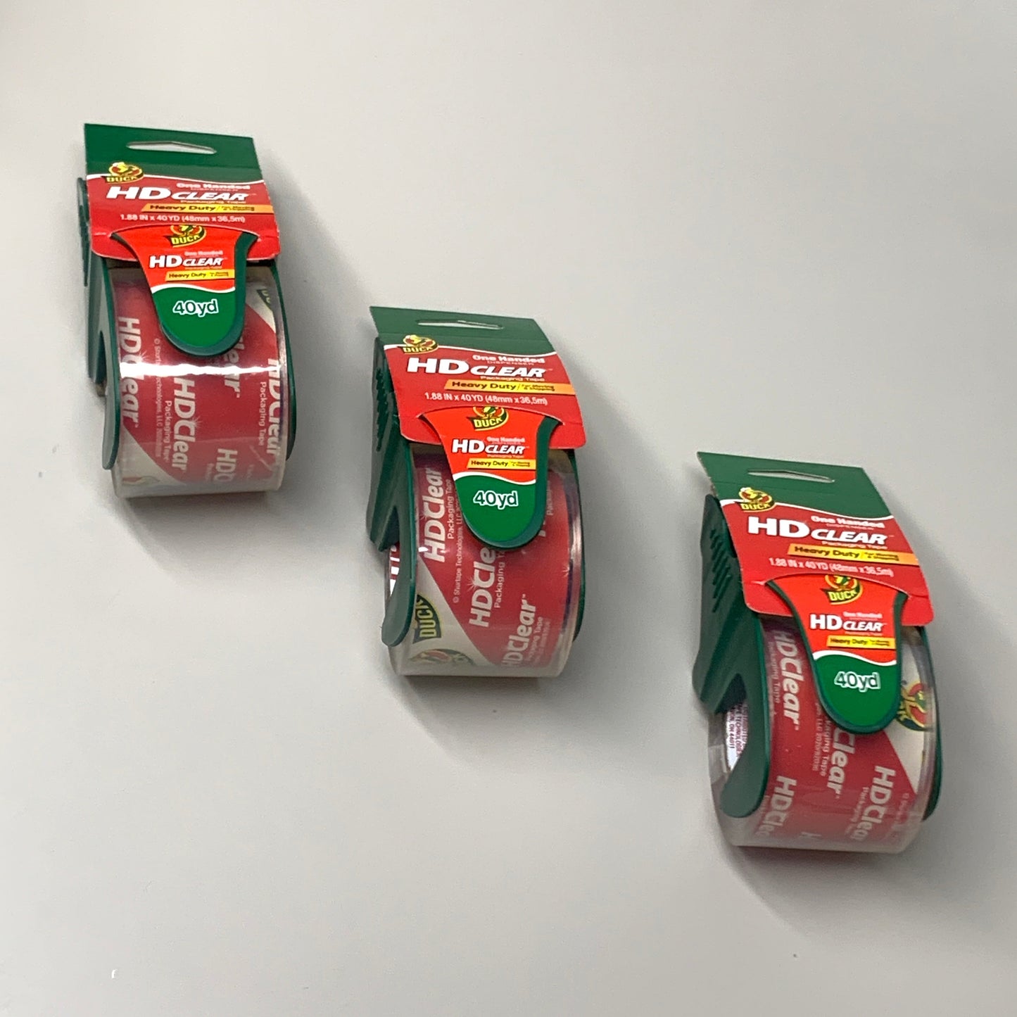 3PK DUCK PACKING TAPE Heavy-Duty Packing Tape 1.88" X 40 YD Clear w/ Dispenser 075353358856