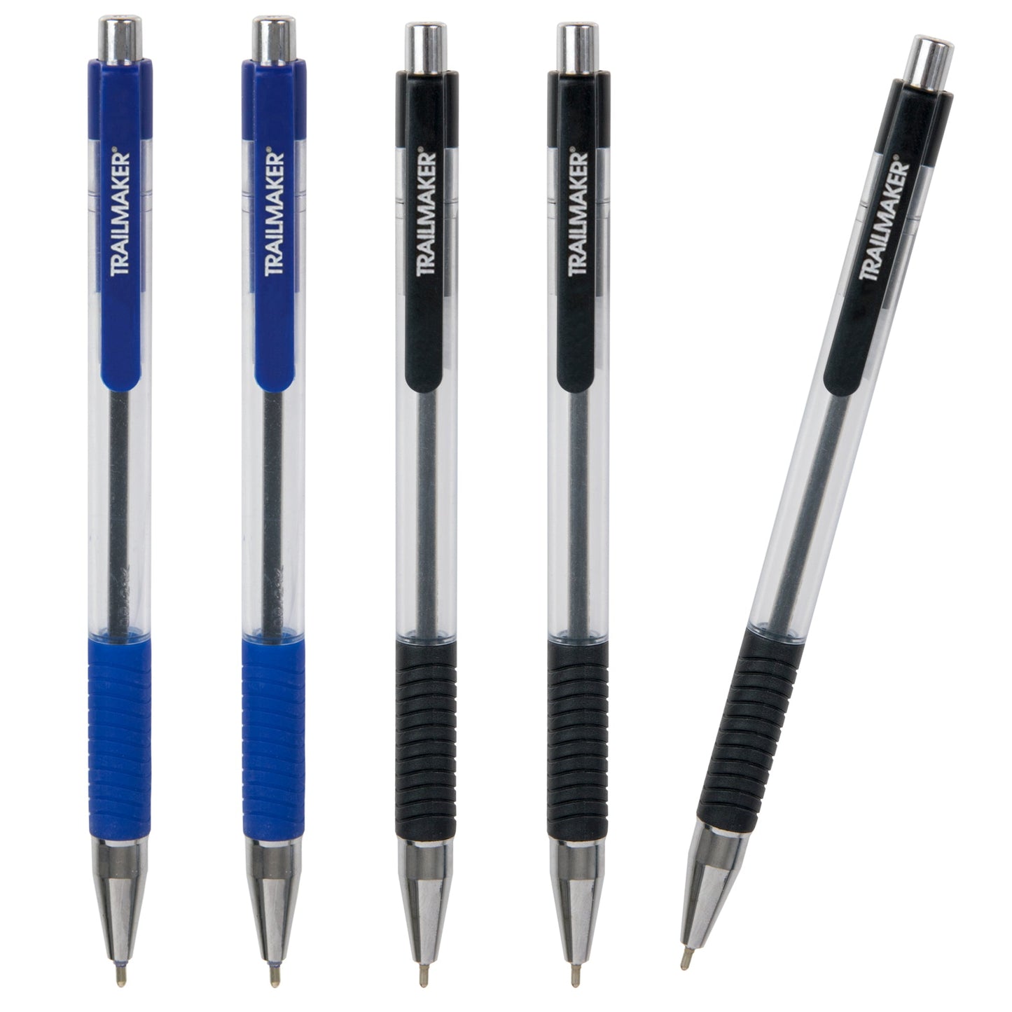 Bulk 5-pack Click Action Pens with Comfort Grip - 2 Colors