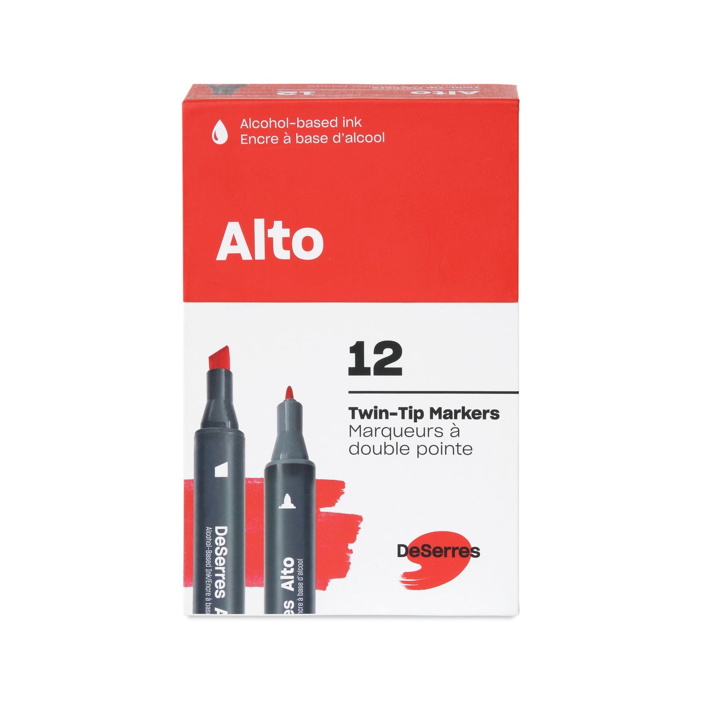 12-Pack Alto Markers Set, Basic Colours - Chisel and Fine Tip