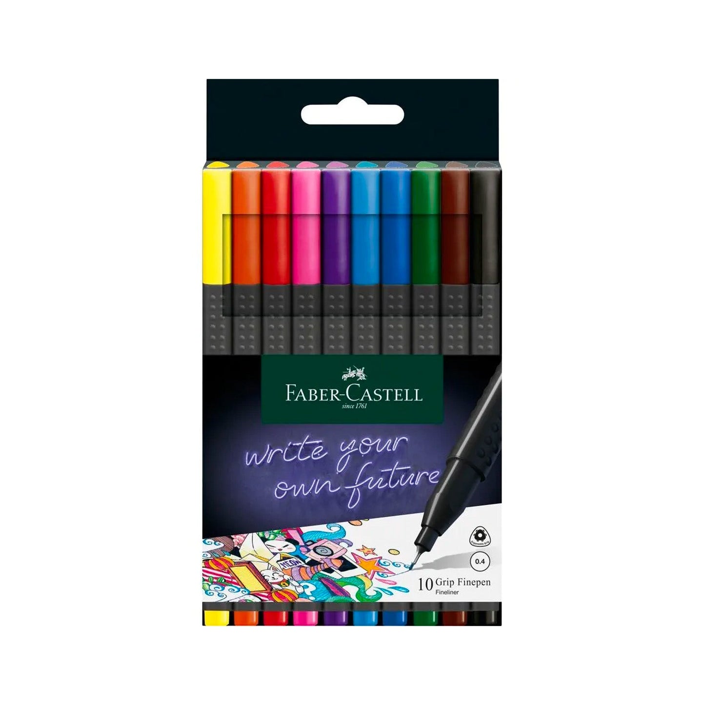 10-Pack Grip Finepen - Assorted Colours