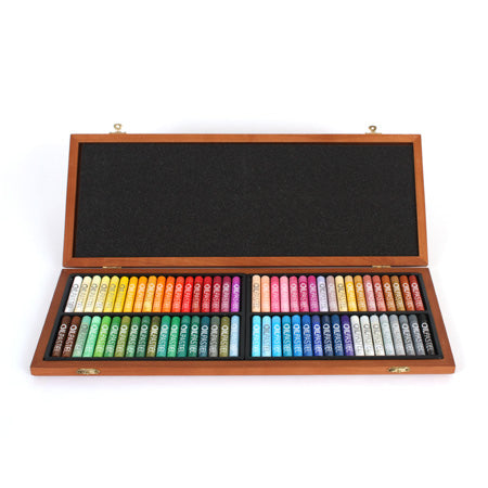 Wooden box with 72 oil pastels