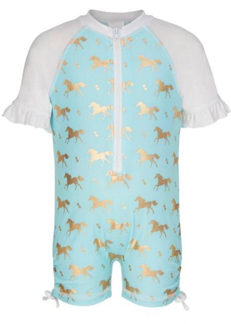 Snapper Rock Zip Sunsuit Gold Horses