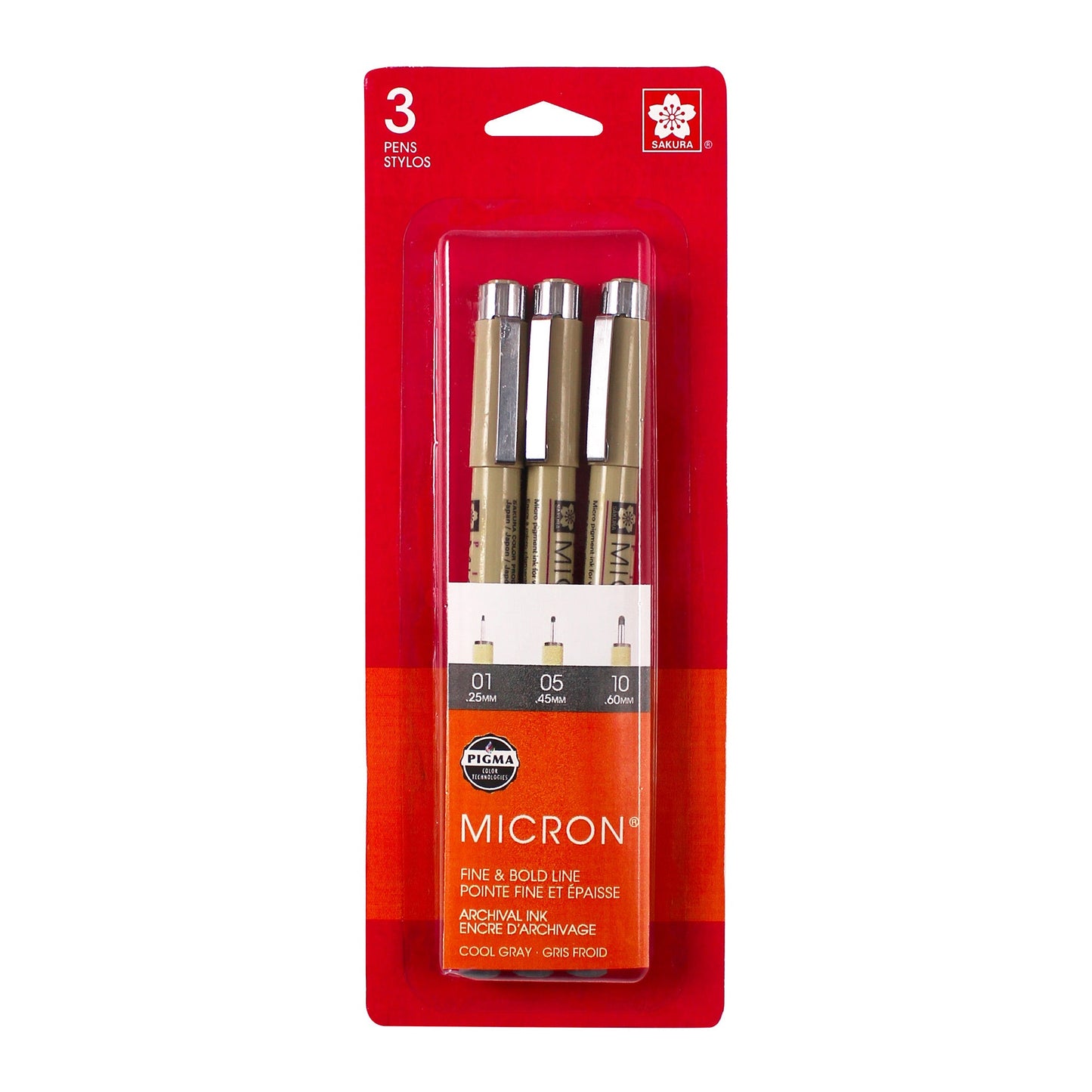 3-Pack Pigma Micron Pens - Cool Grey