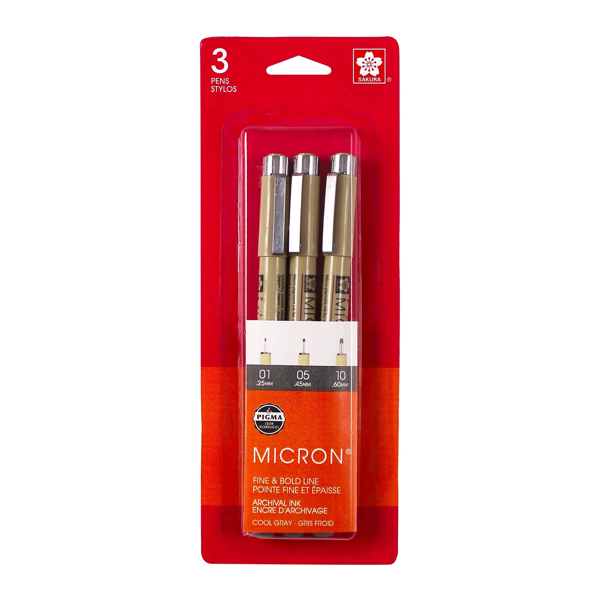 3-Pack Pigma Micron Pens - Cool Grey