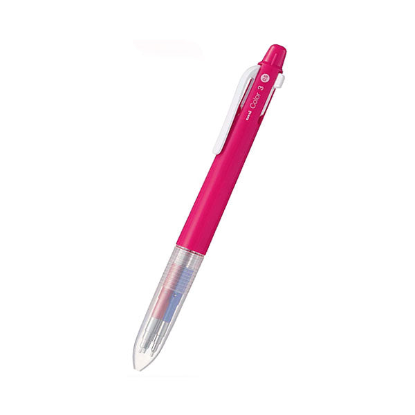 Uni Colour 3 Erasable Multi Mechanical Pencil - 0.5 mm - Cherry Pink - Multi Pens - Bunbougu