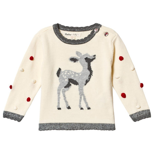 White Fawn Pom Pom Sweater